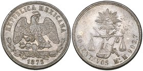 Decimal Coinage, 50 centavos (5), all Mexico City mint, 1873 M, 1874/2 B/M, 1877/2 M, 1878/7 M, 1884 M, the last with some faults, about fine and rare...