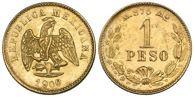 Decimal Coinage, gold 1 peso, Mexico City mint, 1900 M, mint state

Estimate: ...