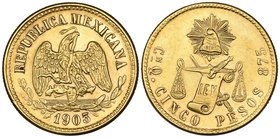 Decimal Coinage, 5 pesos, Culiacán mint, 1903 Q, extremely fine [1,000 pieces struck]

Estimate: GBP 400 - 600