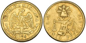 Decimal Coinage, 5 pesos, Hermosillo mint, 1874 R, a few marks, good fine to very fine, very rare

Estimate: GBP 1200 - 1500