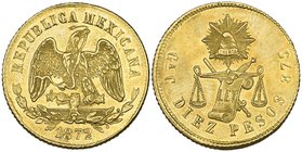 Decimal Coinage, 10 pesos, Guadalajara mint, 1872 C, slightly off-centre and with faint adjustment marks, virtually as struck, scarce [780 pieces stru...