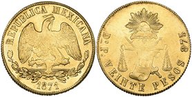 Decimal Coinage, 20 pesos, Durango mint, 1871/0 P, 1 of date over 0, weakly struck at centre, about extremely fine, scarce [1,073 pieces struck in 187...