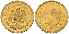 Estados Unidos Mexicanos, 5 pesos, Mexico City mint, 1905 M, rev., bust of Hidalgo left, with light marks, extremely fine and scarce

Estimate: GBP ...