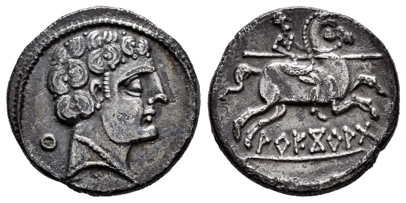 Arekoratas. Denario. 150-20 a.C. Ágreda (Soria). (Abh-99). (Acip-1773). Anv.: Ca...