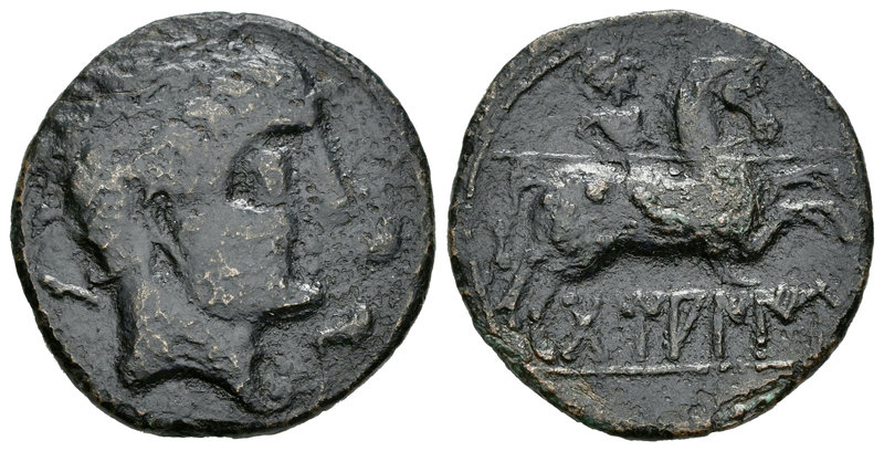Tamaniu. As. 120-20 a.C. Zona de Aragón. (Abh-889). (Acip-1611). Anv.: Cabeza ma...