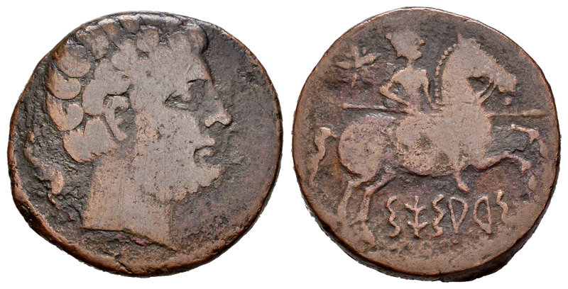 Sesars. As. 120-20 a.C. Zona de Aragón. (Abh-2198). (Acip-1407). Anv.: Cabeza ba...