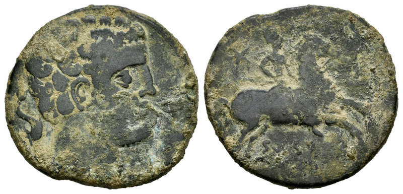 Sesars. As. 120-20 a.C. Zona de Aragón. (Abh-2199). (Acip-1407). Anv.: Cabeza ba...