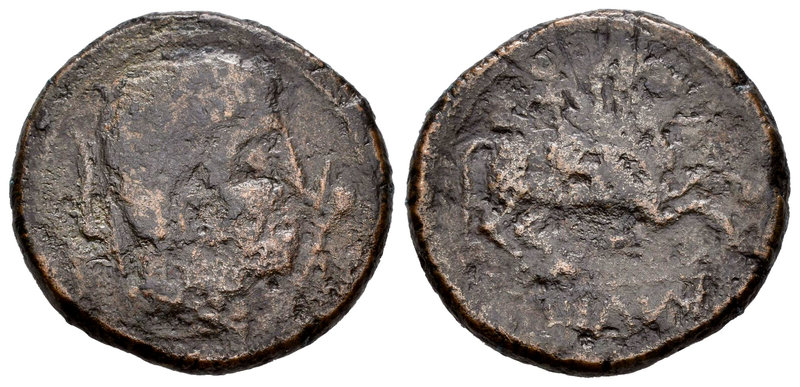 Titum. As. 120-20 a.C. Zona de Aragón. (Abh-2388). (Acip-1900). Anv.: Cabeza mas...
