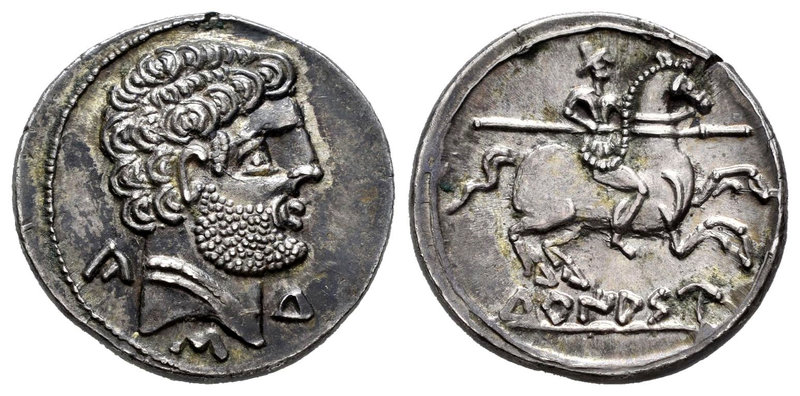 Turiasu. Denario. 120-20 a.C. Tarazona (Zaragoza). (Abh-2412). (Acip-1734). Anv....