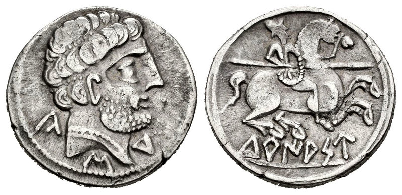 Turiasu. Denario. 120-20 a.C. Tarazona (Zaragoza). (Abh-2417). (Acip-1722). Anv....