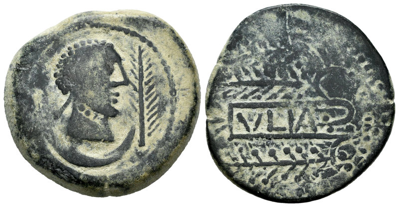Ulia. As. 50 a.C. Montemayor (Córdoba). (Abh-2490). (Acip-2321). Anv.: Cabeza fe...