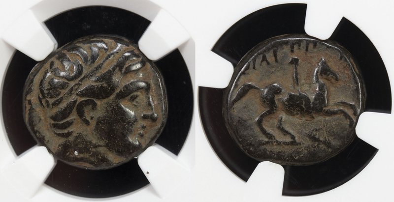 MACEDONIAN KINGDOM: Phillip II, 359-336 BC, AE unit, ND, S-6698, head of Apollo ...