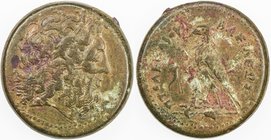 PTOLEMAIS: Ptolemy III Euergetes, 246-222 BC, AE triobol (30.64g), Alexandreia mint, Svoronos-965; SNG Copenhagen 173–5, 35mm, diademed head of Zeus-A...