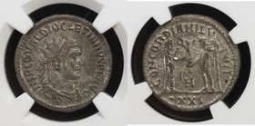 ROMAN EMPIRE: Diocletian, 284-305 AD, BI antoninianus (3.94g), ND, S-12637, radiate bust right // Jupiter offers Victory on globe to Diocletian with C...