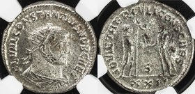 ROMAN EMPIRE: Constantius I, as caesar, 293-306, AE antoniinianus (4.97g), Antioch (293-294), S-13985, IOVI ET HERCVLI CONS CAES / S / XXI., Jupiter &...