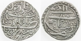 DURRANI: Ahmad Shah, 1747-1772, AR rupee (11.36g), Derajat, AH1175, A-3092, barbarous retrograde date and coarse calligraphy, VF-EF.
 Estimate: USD 8...
