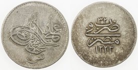 EGYPT: Mahmud II, 1808-1839, AR qirsh, AH1223 year 32, KM-183, weak rims, VF-EF, ex Hans Wilski Collection. 
 Estimate: USD 110 - 140