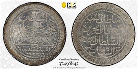 TURKEY: Mahmud II, 1808-1839, AR 30 para, Kostantiniye, AH1223 year 14, KM-579, a lovely example! PCGS graded MS65, ex Hans Wilski Collection. 
 Esti...