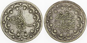 TURKEY: Abdul Aziz, 1861-1876, AR 10 kurush, Kostantiniye, AH1277 year 2, KM-692, scarce three-year type, F-VF.
 Estimate: USD 75 - 100