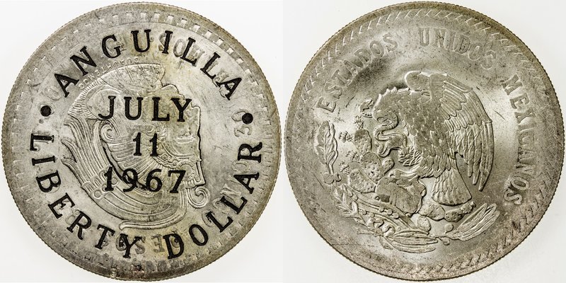 ANGUILLA: AR liberty dollar, 1967, Bruce-X2, liberty dollar countermark on 1948 ...