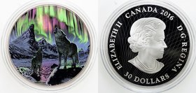 CANADA: Elizabeth II, 1952—, AR 30 dollars, 2016, designed by Canadian artist Julius Csotonyi, this coin brings together rich colours and detailed eng...