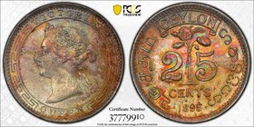 CEYLON: Victoria, 1837-1901, AR 25 cents, 1895, KM-95, PCGS graded MS64.
 Estimate: USD 75 - 100