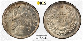 CHILE: Republic, AR 10 centavos, 1920, KM-156.2a, a superb example! PCGS graded MS66.
 Estimate: USD 50 - 75