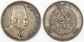 EGYPT: Fuad I, 1922-1936, AR 20 qirsh, 1923-H/AH1341, KM-338, VF.
 Estimate: USD 50 - 70