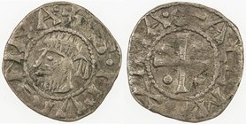 FRANCE (MEDIEVAL): VIENNE: AR denier, ND (12th-14th centuries), Rob-5045var, PdA-4826, variety with pellets in cross angles, with old collector's tag,...
