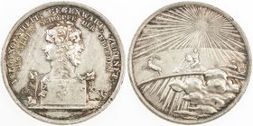 GERMANY: GERMAN STATES: AR medal (13.79g), ND (ca. 1800), Summer B 76, Bruhn 130, 36mm silver medal for the New Century by Döll for Loos, young/old Ja...