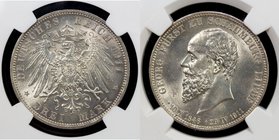GERMANY: SCHAUMBURG-LIPPE: Albrecht Georg, 1893-1911, AR 3 mark, 1911-A, Y-206, KM-55., Death of Prince Georg, surface hairlines, NGC graded Unc Detai...