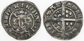 ENGLAND: John, 1199-1216, AR penny (1.26g), London mint, S-1459, Class XIII type, struck ca. 1315-17, crowned bust of Edward II facing // long cross w...