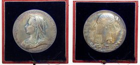 GREAT BRITAIN: AR medal (84.26g), 1897, Eimer-1817, 55mm, Victoria Diamond Jubilee silver medal by Thomas Brock: VICTORIA ANNVM REGNI SEXAGESIMVM FELI...