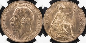 GREAT BRITAIN: George V, 1910-1936, AE penny, 1917, KM-810, NGC graded MS65 RB.
 Estimate: USD 75 - 100