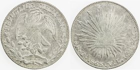 MEXICO: Republic, AR 8 reales, 1863-Zs, KM-377.13, assayer VI, EF-AU.
 Estimate: USD 50 - 75