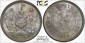 NORTH BORNEO: 5 cents, 1928-H, KM-5, PCGS graded MS66+.
 Estimate: USD 75 - 100