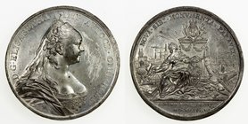 RUSSIA: Elizabeth, 1741-1761, medal (52.69g), 1754, Diakov 96.1, 51mm white metal medal for the Foundation of Moscow University by J.A. Dassier, crown...