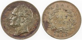 SARAWAK: James Brooke, 1841-1868, AE cent, 1863, KM-3, VF-EF.
 Estimate: USD 40 - 60
