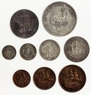 SOUTH AFRICA: Elizabeth II, 1952-, proof set, 1953, KM-PS27, 9-piece set (KM-44 through 52), bronze pieces have no heavy toning so prevalent in these ...