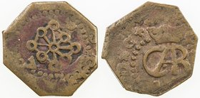 SPAIN: NAVARRE: Charles VI, 1759-1788, AE maravedi, Pamplona, xxx3, KM-90, Cal-1863 ff, octagonal flan, date unclear, F-VF, R. After 1512 under the Sp...