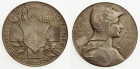 SWISS CANTONS: LUZERN: AR medal (35.92g), 1901, Richter 879b, Martin 476, 45mm silver medal for the Luzern Shooting Festival from June 30 to July 11, ...