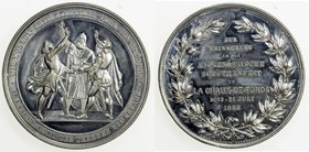 SWISS CANTONS: NEUCHÂTEL/NEUENBURG: medal (41.52g), 1868, Richter 947b, 52mm white metal medal for the Federal Shooting Festival at La Chaux-de Fonds ...