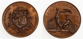 SWISS CANTONS: THURGAU: AE medal (50.89g), 1890, Richter-1250c, 45mm bronze medal for the Federal Shooting Festival at Frauenfeld by Hugues Bovy, Genf...