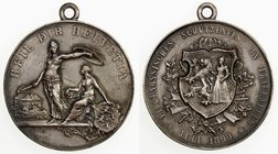SWISS CANTONS: THURGAU: AR medal (39.15g), 1890, Richter-1250b, 45mm silver medal for the Federal Shooting Festival at Frauenfeld by Hugues Bovy, Genf...