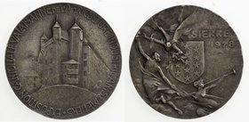 SWISS CANTONS: VALAIS: AR medal (48.92g), 1928, 49mm .900 silver medal for the Valaisan Cantonal Exhibition of Agriculture at Sierre, Valais by Huguen...