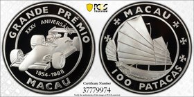 CHINA: MACAO: AR patacas, 1988, KM-40, 35th Anniversary of the Grand Prix, PCGS graded PF70 CAM.
 Estimate: USD 50 - 75