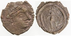 MEDIEVAL CEYLON: Anonymous, 3rd-4th century AD, AE unit (1.17g), Mitch-5165 ff, Codrington Plate II, nos. 18-19, local imitation of a Roman copper coi...