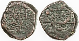 BOMBAY PRESIDENCY: AE copperoon (13.42g), Bombay, ND (1674), Stv-1.37, KM-136. Prid-82, scrolled shield / legend, date Ao9o, some weakness, decent F-V...