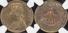 BRITISH INDIA: Victoria, Empress, 1876-1901, AE 1/12 anna, 1893(c), KM-483, NGC graded MS64 BR.
 Estimate: USD 60 - 80