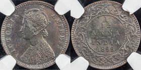 BRITISH INDIA: Victoria, Empress, 1876-1901, AE 1/12 anna, 1899(c), KM-483, dark iridescent patina, NGC graded MS64 BR.
 Estimate: USD 60 - 80